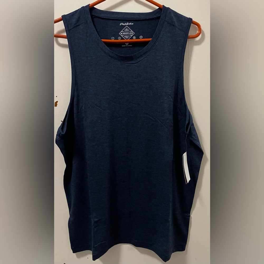 Flag & Anthem MadeFlex Men’s Crew Neck Navy Heather Sleeveless Tank Top Medium M